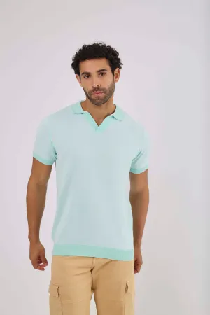 Men Polo Cotton Casual Striped Off White