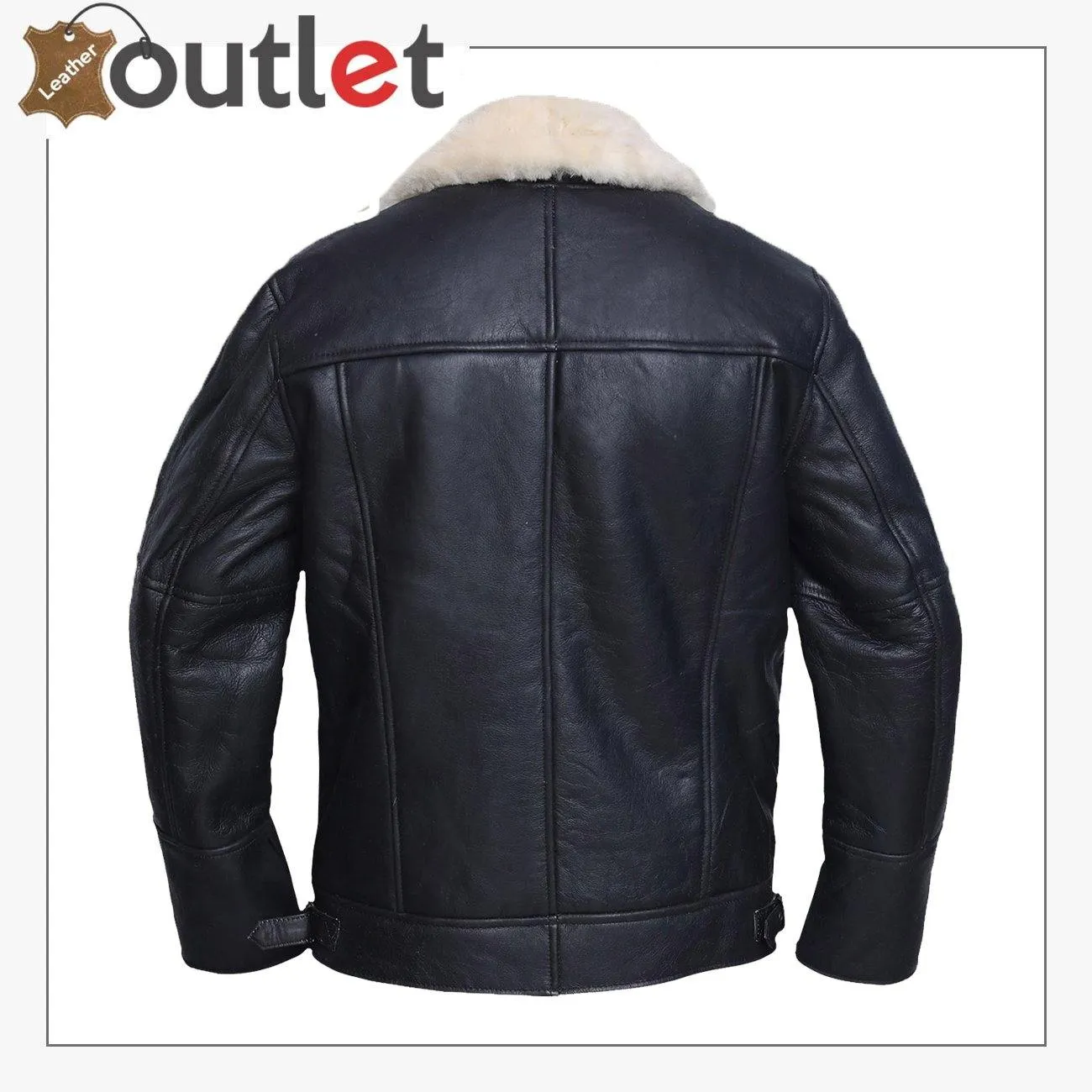 Men White Shearling Leather Jacket