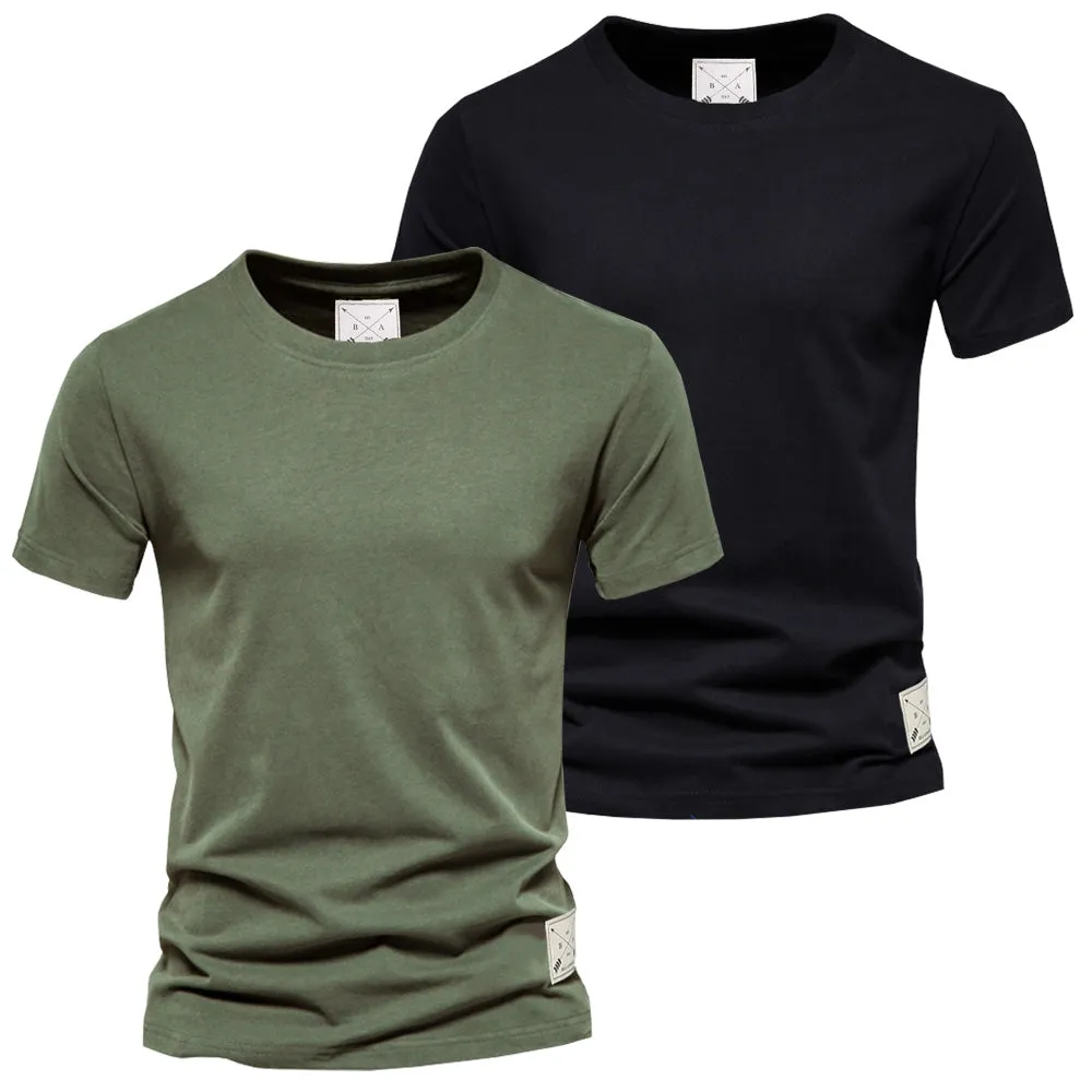 Men's 2 Pack Premium Crew Neck T-Shirts - Charcoal / Rust