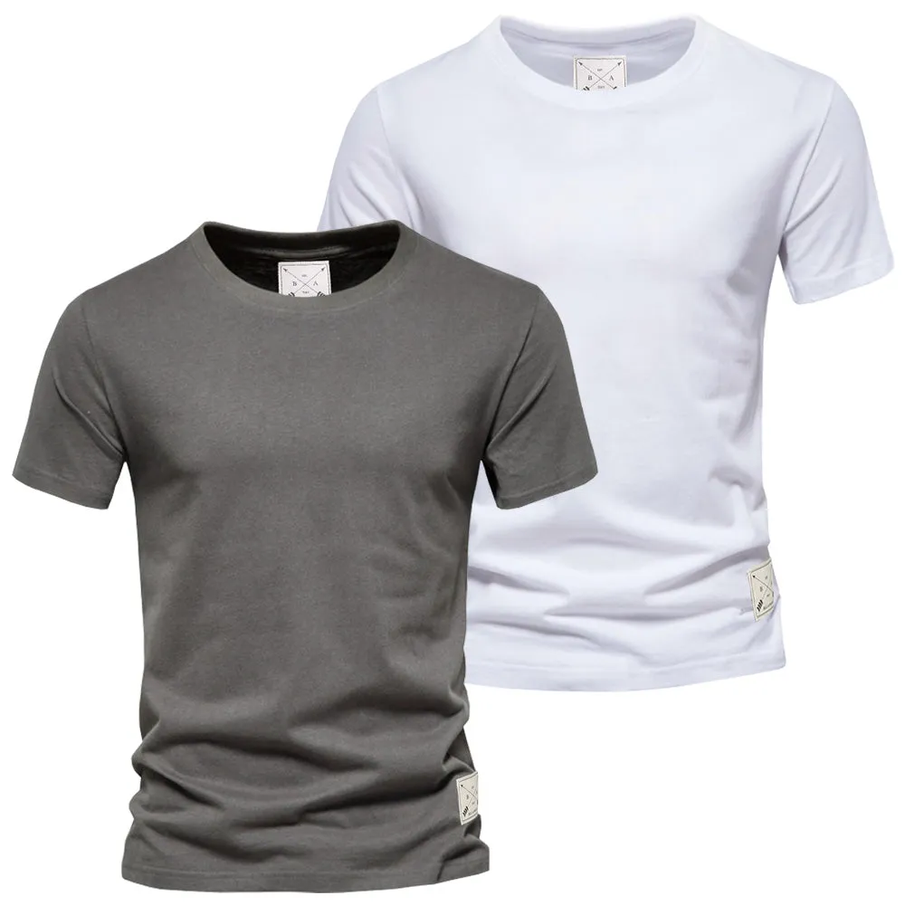 Men's 2 Pack Premium Crew Neck T-Shirts - Charcoal / Rust