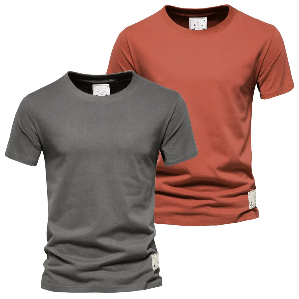 Men's 2 Pack Premium Crew Neck T-Shirts - Charcoal / Rust