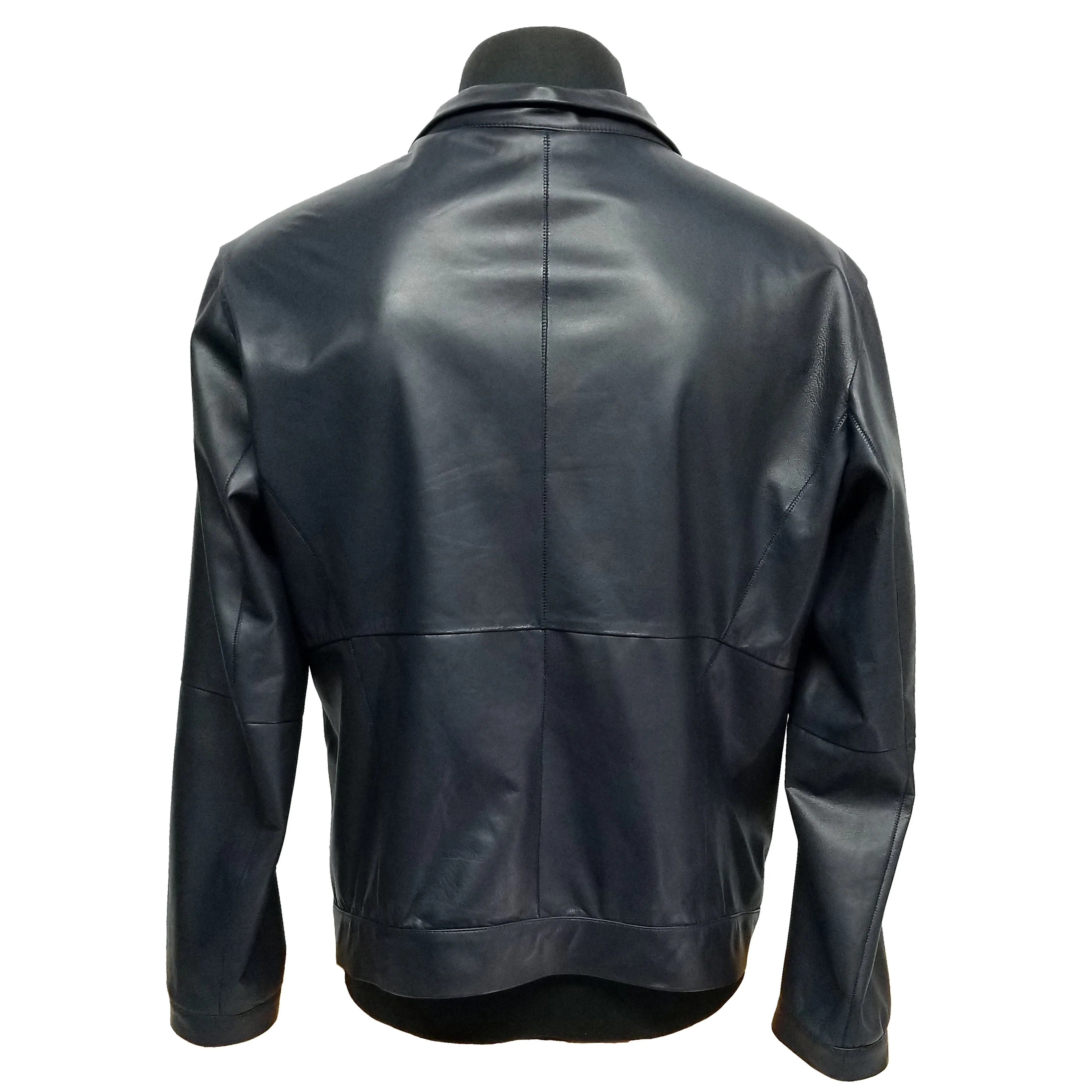 Men's Navy Blue Lamb Leather Jacket,