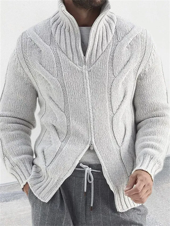 Men's Retro Knitted V Neck Long Sleeve Warm Sweater
