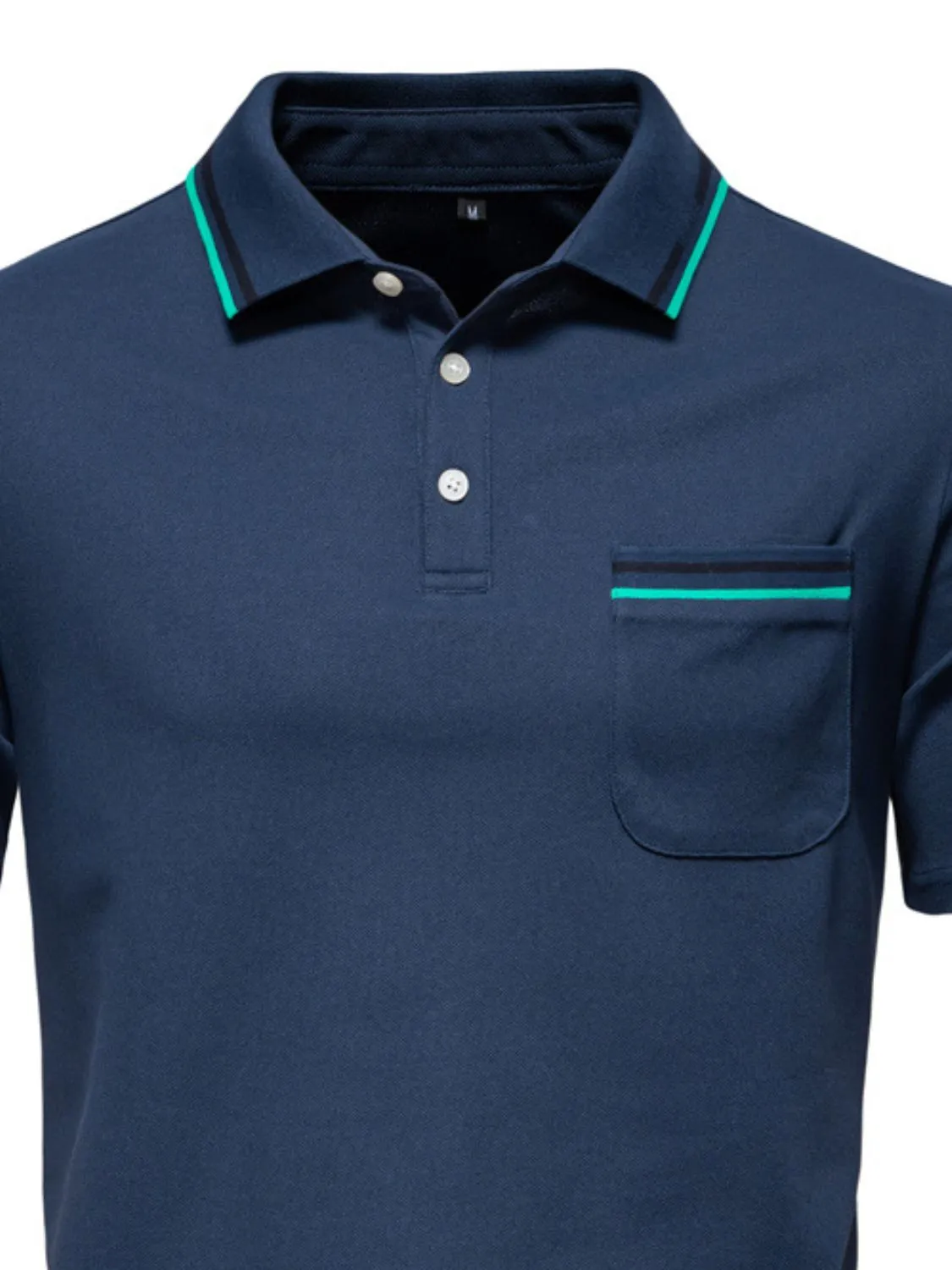 Men's Short Sleeve Collared Neck Striped Polo
