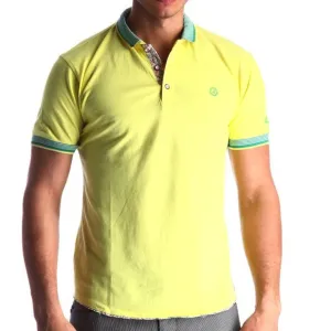 Men's Yellow - Paisley Turkey Slim Fit Mesh Polo Shirt ( Size - Only XS )