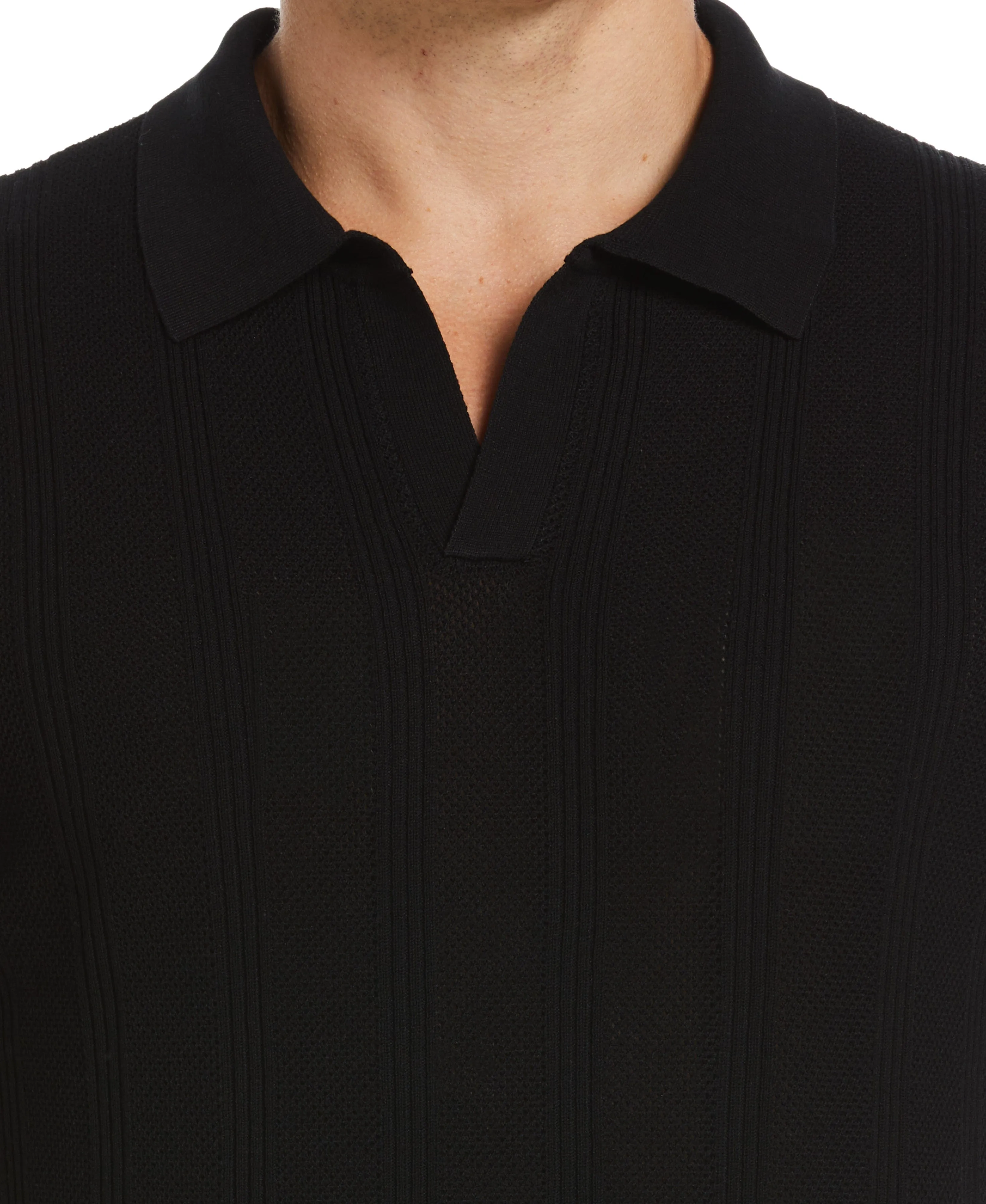 Mesh Stripe Sweater Polo