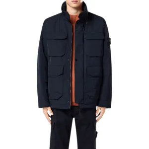 Micro Twill Multi Pocket Jacket in Black