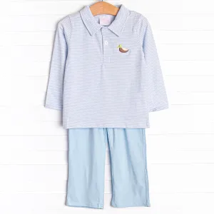 Mikey Mallard Embroidered Pant Set, Blue