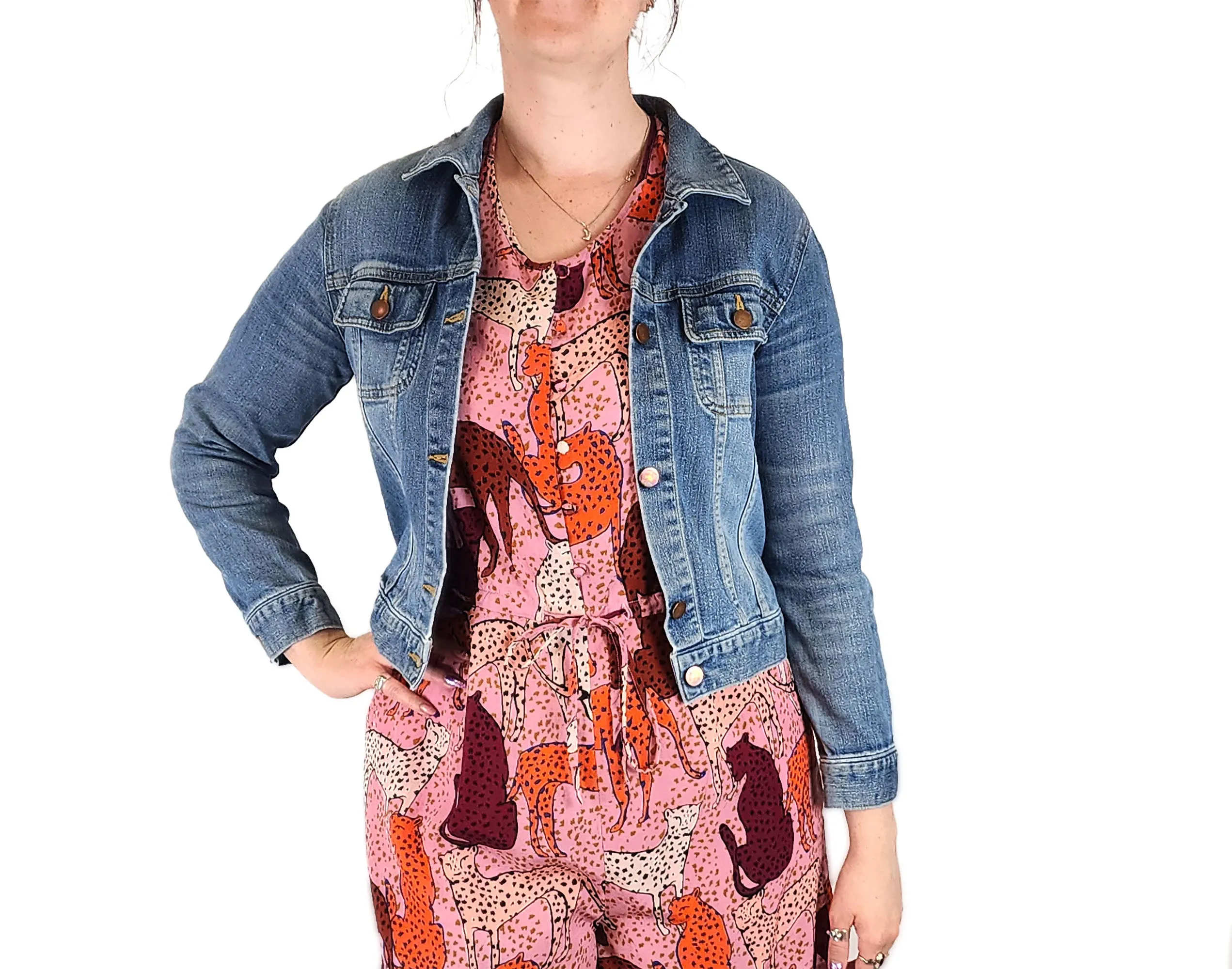 Muji denim jacket size L (best fits 12-14)