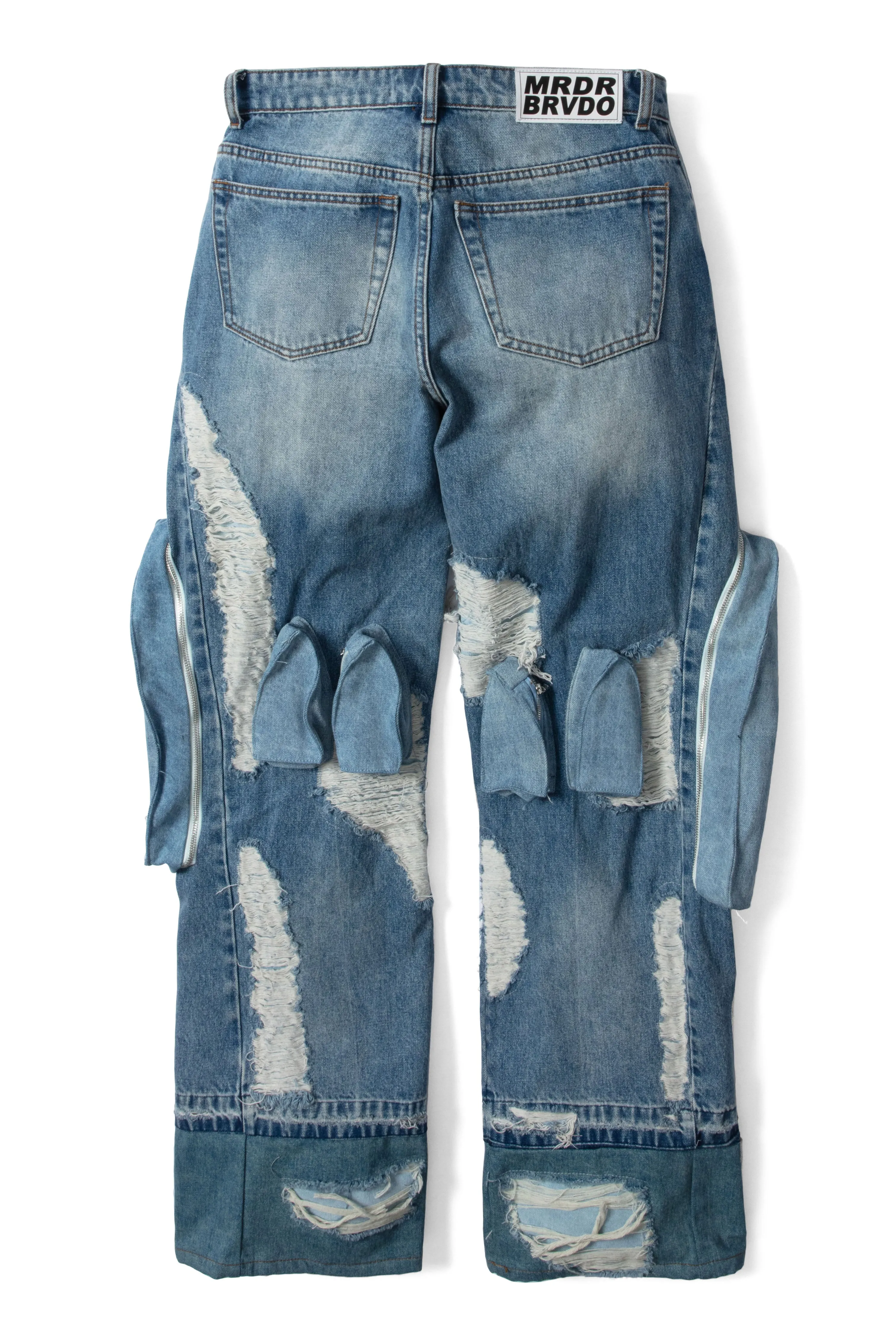 MULTIPOCKET DISTRESSED DENIM