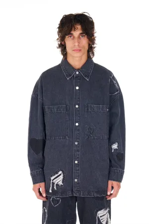 NAHMIAS | HEART PATCHWORK LONG SLEEVE SHIRT