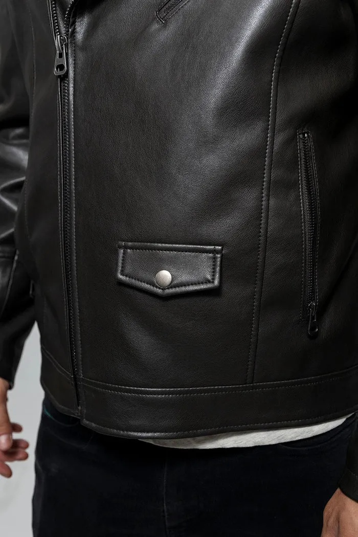 Nash - Men's Vegan Faux Leather Jacket (Olive)