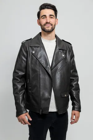 Nash - Men's Vegan Faux Leather Jacket (Olive)