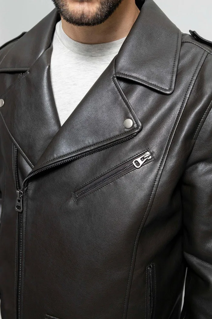 Nash - Men's Vegan Faux Leather Jacket (Olive)