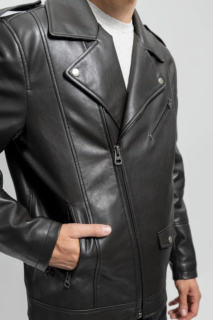 Nash - Men's Vegan Faux Leather Jacket (Olive)