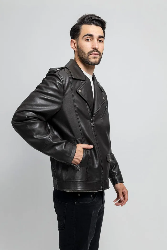 Nash - Men's Vegan Faux Leather Jacket (Olive)