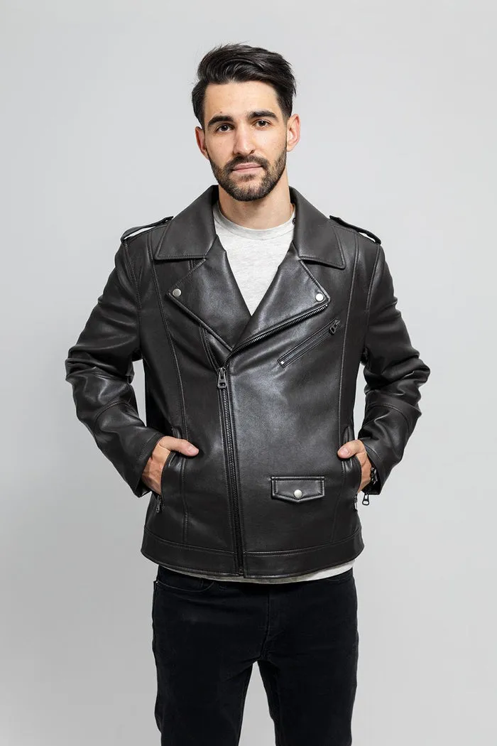 Nash - Men's Vegan Faux Leather Jacket (Olive)