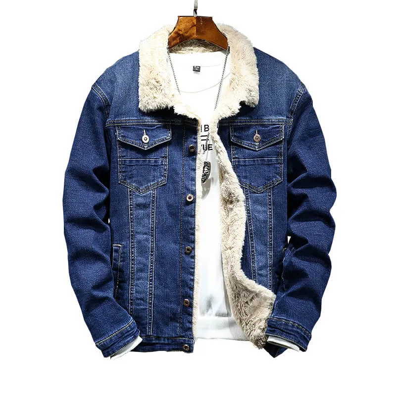 Newest Thick Men's Denim Jacket Long Sleeve Denim Jacket Coats