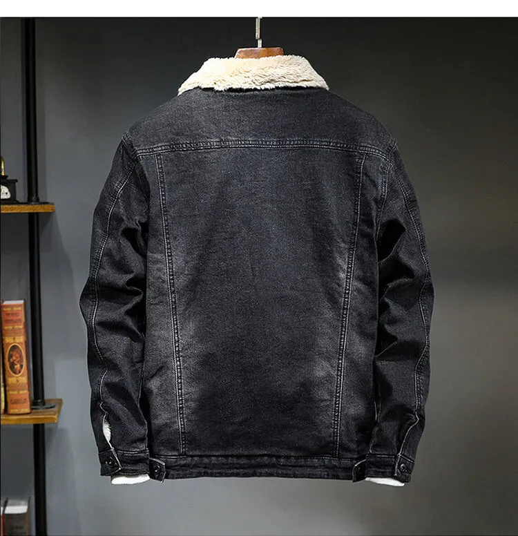 Newest Thick Men's Denim Jacket Long Sleeve Denim Jacket Coats