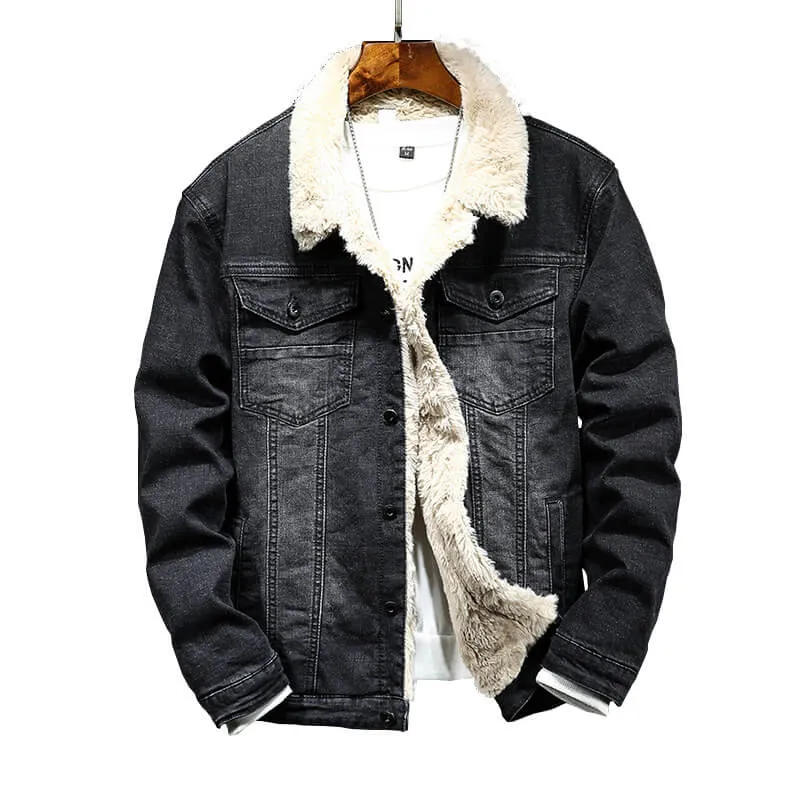 Newest Thick Men's Denim Jacket Long Sleeve Denim Jacket Coats