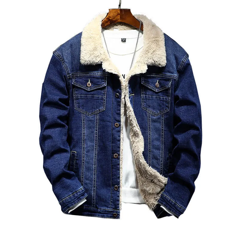 Newest Thick Men's Denim Jacket Long Sleeve Denim Jacket Coats