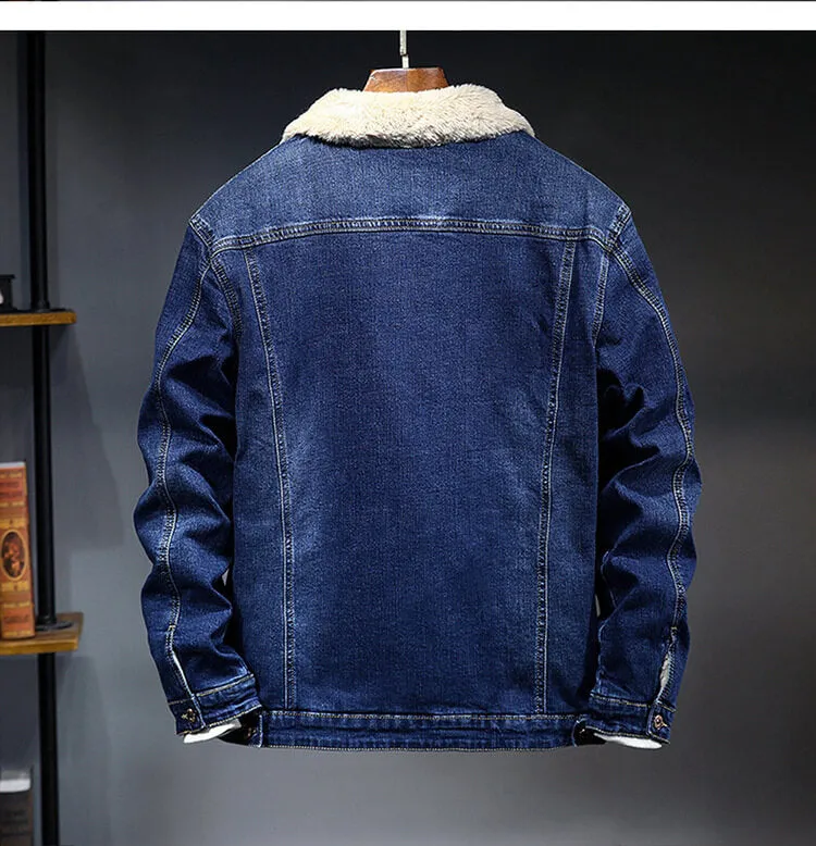 Newest Thick Men's Denim Jacket Long Sleeve Denim Jacket Coats