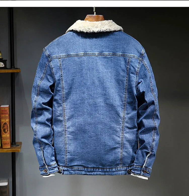 Newest Thick Men's Denim Jacket Long Sleeve Denim Jacket Coats