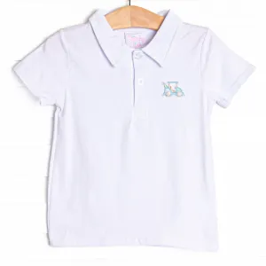 Off to the Country Club Embroidered Top, White