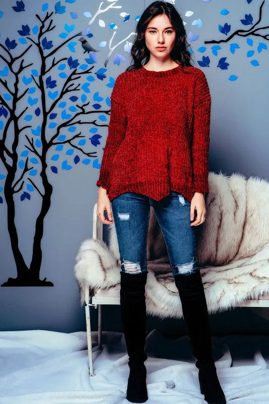 OH SO COZY CHENNILE PULLOVER BURG