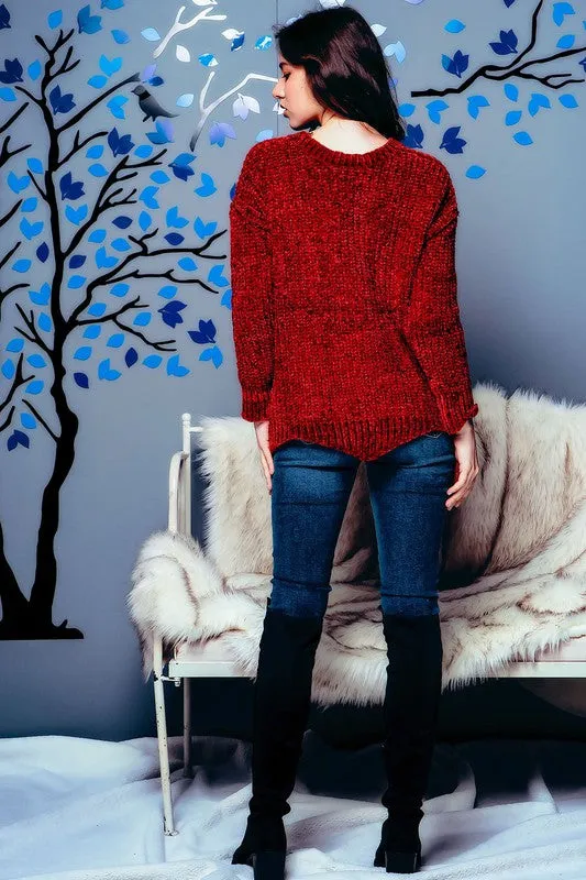OH SO COZY CHENNILE PULLOVER BURG