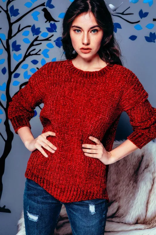 OH SO COZY CHENNILE PULLOVER BURG