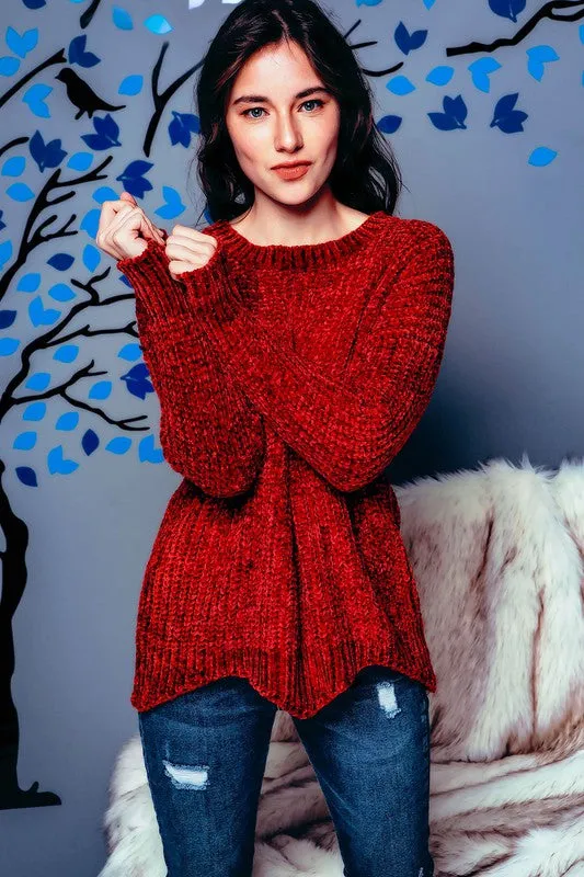 OH SO COZY CHENNILE PULLOVER BURG