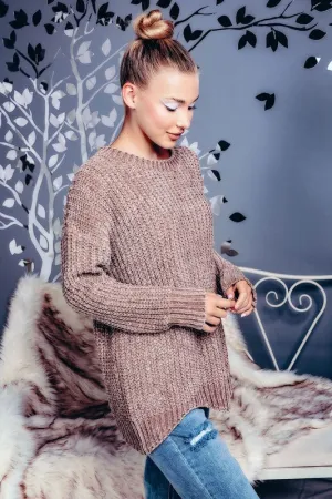 OH SO COZY CHENNILE PULLOVER TAUPE
