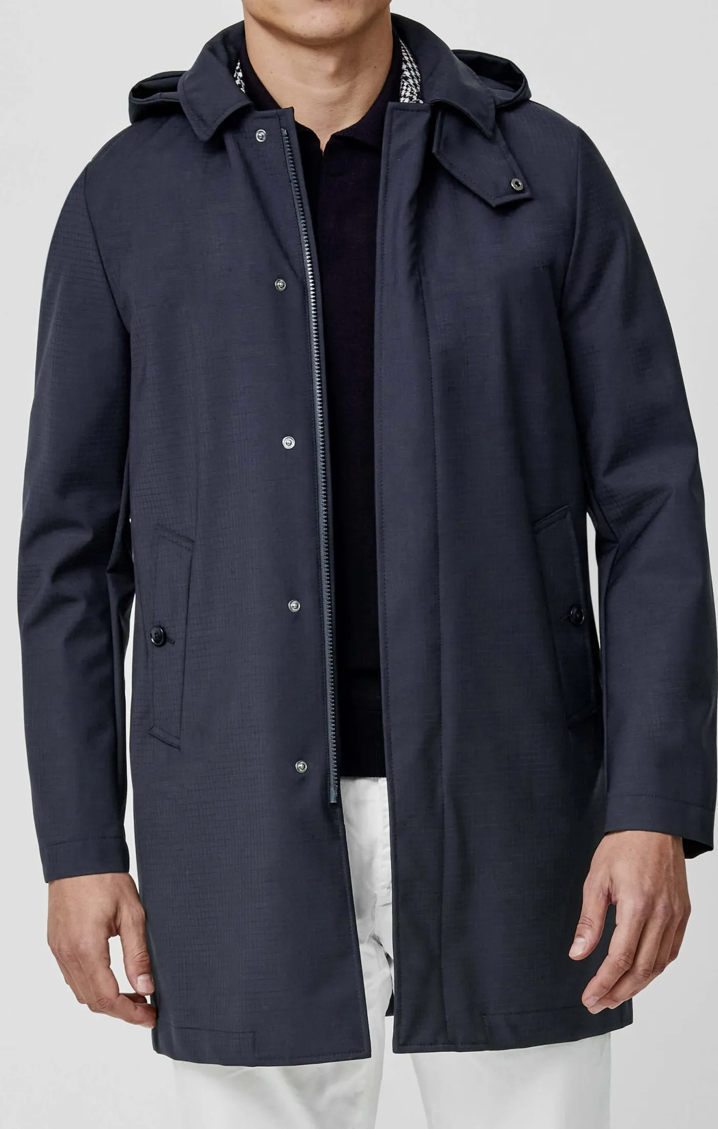 Olmetex Navy Blue Bonded Water-Repellent Tech-Wool Ripstop Windbreaker