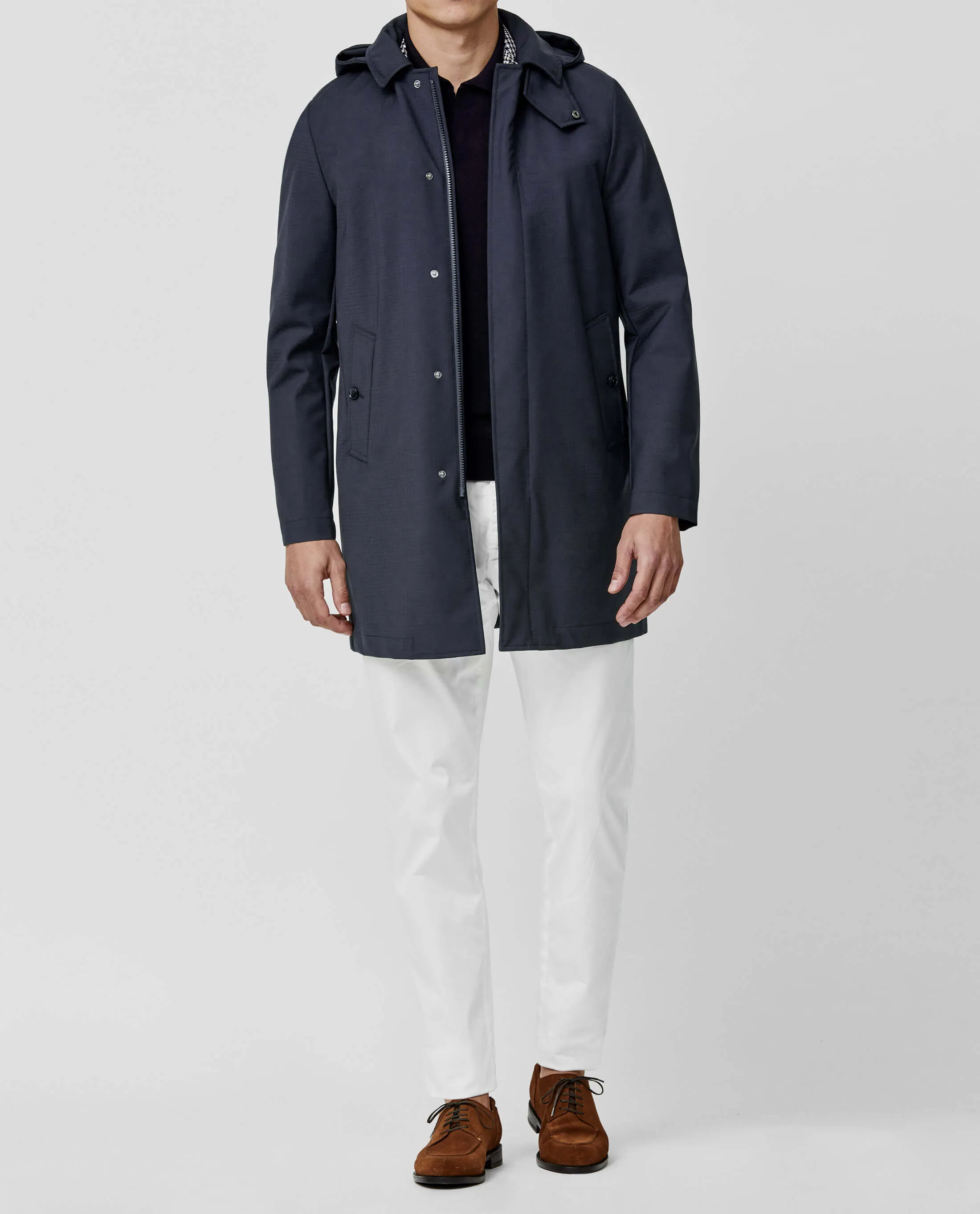 Olmetex Navy Blue Bonded Water-Repellent Tech-Wool Ripstop Windbreaker