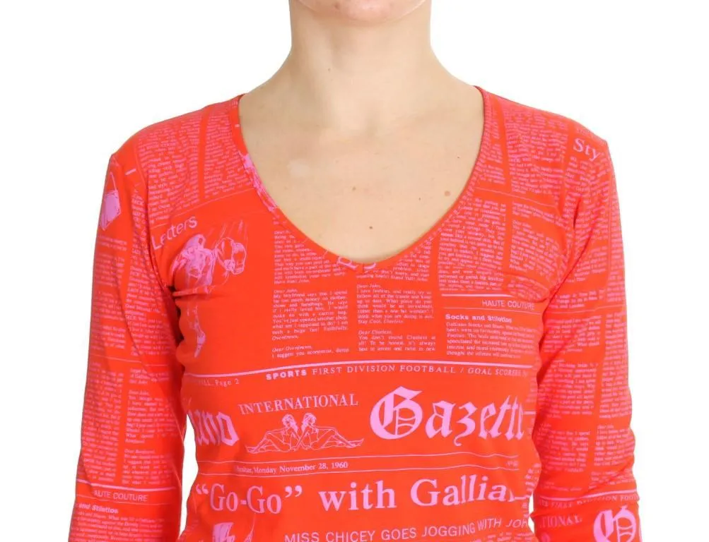 Orange Cotton Stretch Motive Sweater