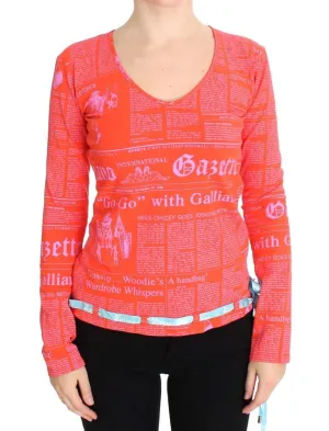 Orange Cotton Stretch Motive Sweater