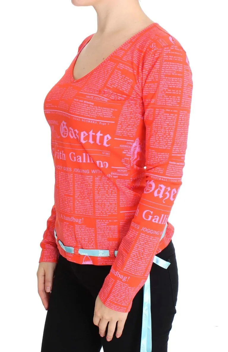 Orange Cotton Stretch Motive Sweater