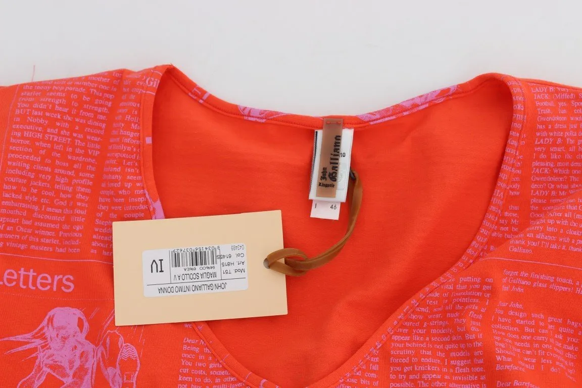 Orange Cotton Stretch Motive Sweater