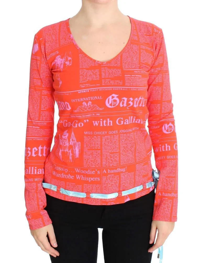 Orange Cotton Stretch Motive Sweater