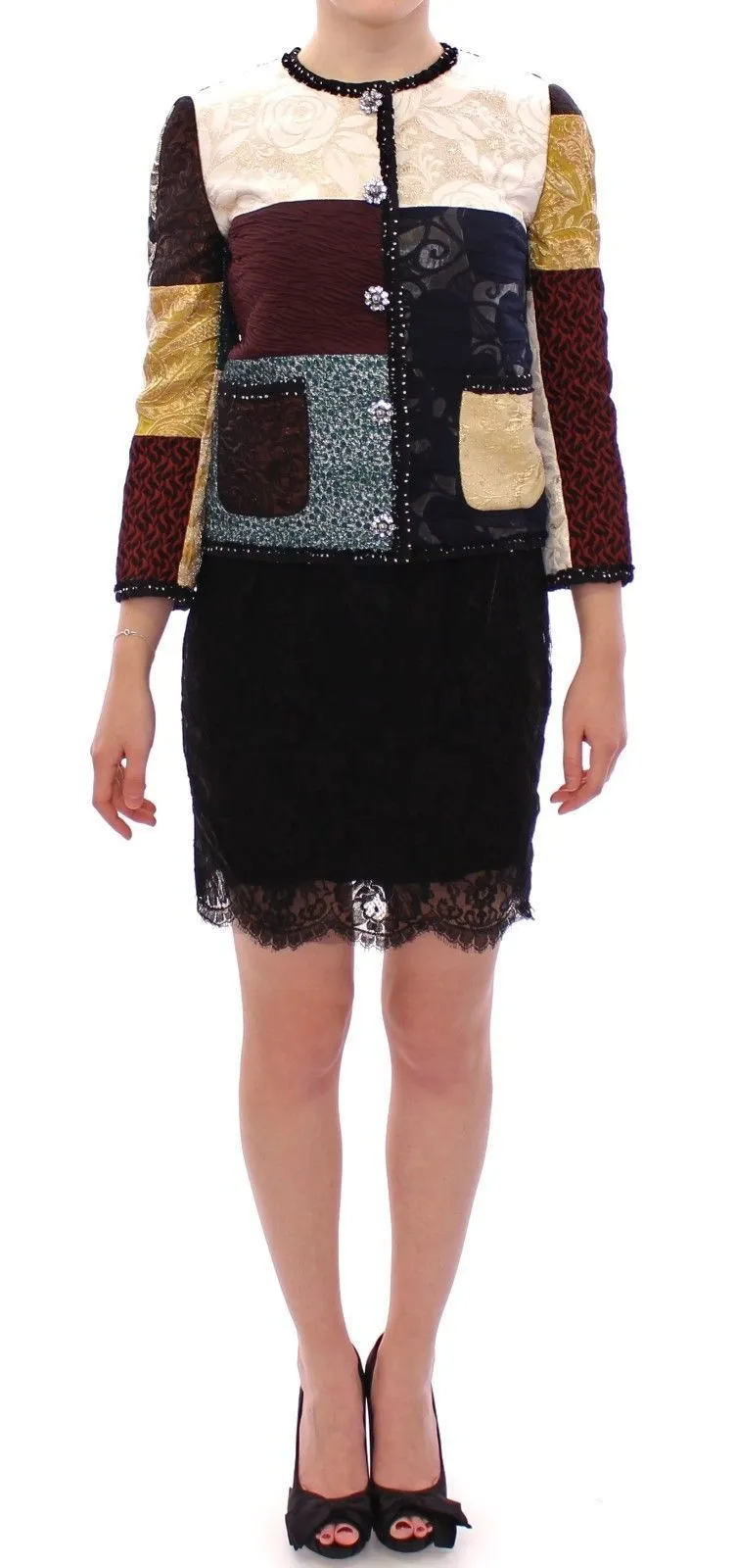 Patchwork Baroque Crystal Jacket Coat
