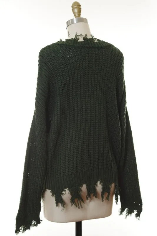 PETRA DISTRESSED PULLOVER SWEATER