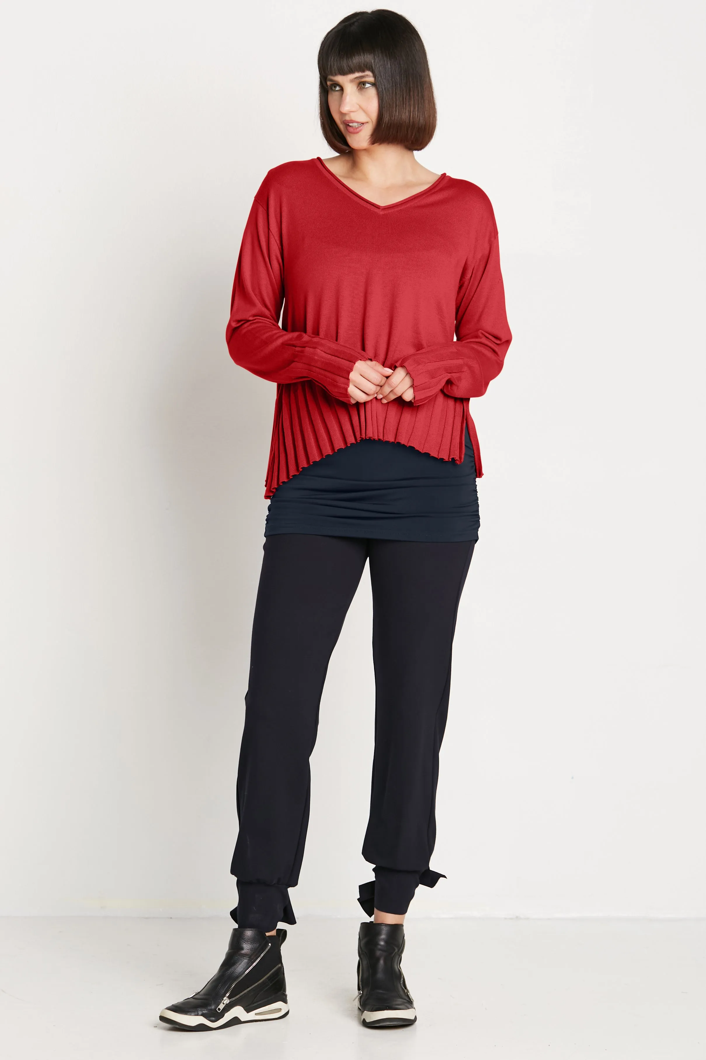Pima Cotton Cropped V Neck Sweater