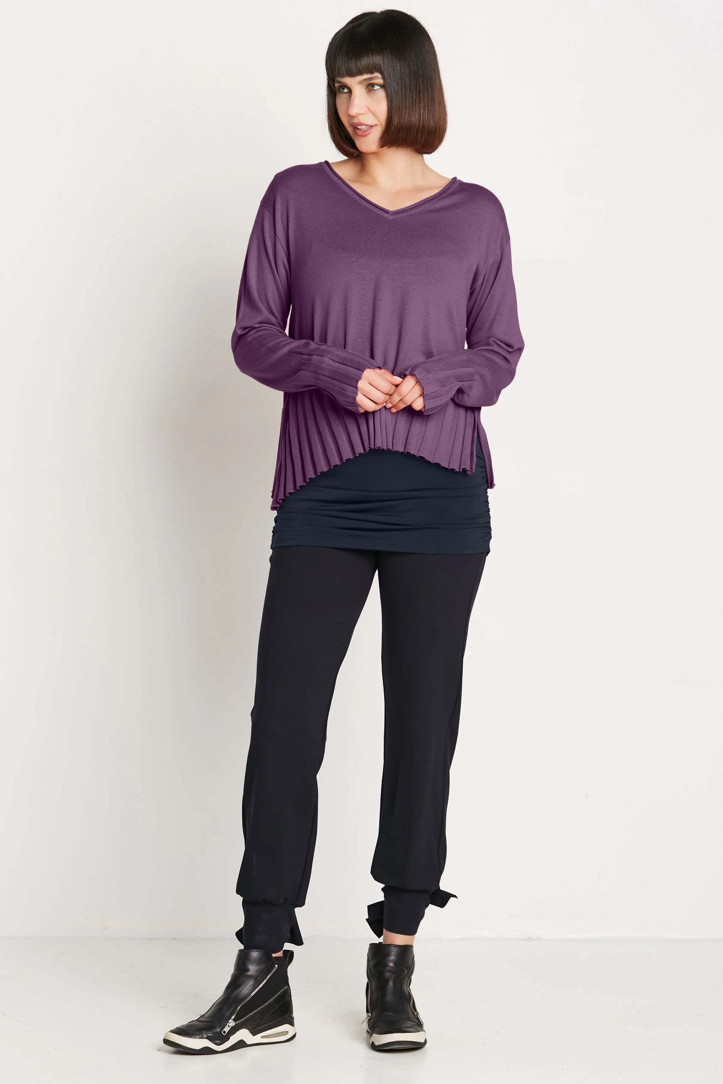 Pima Cotton Cropped V Neck Sweater