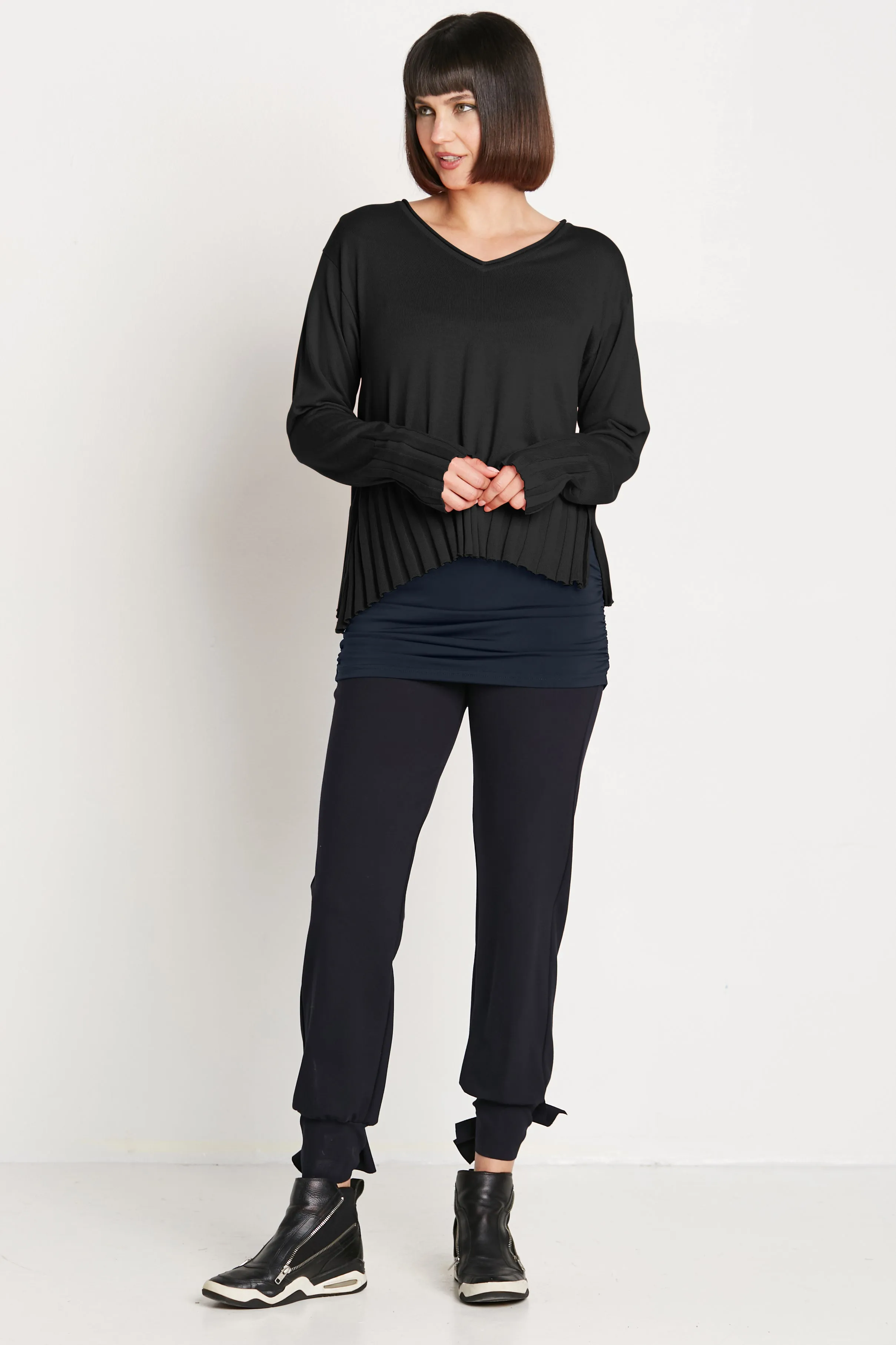 Pima Cotton Cropped V Neck Sweater