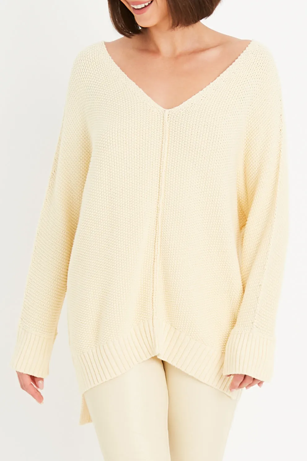 Pima Cotton Pebble V Neck Sweater