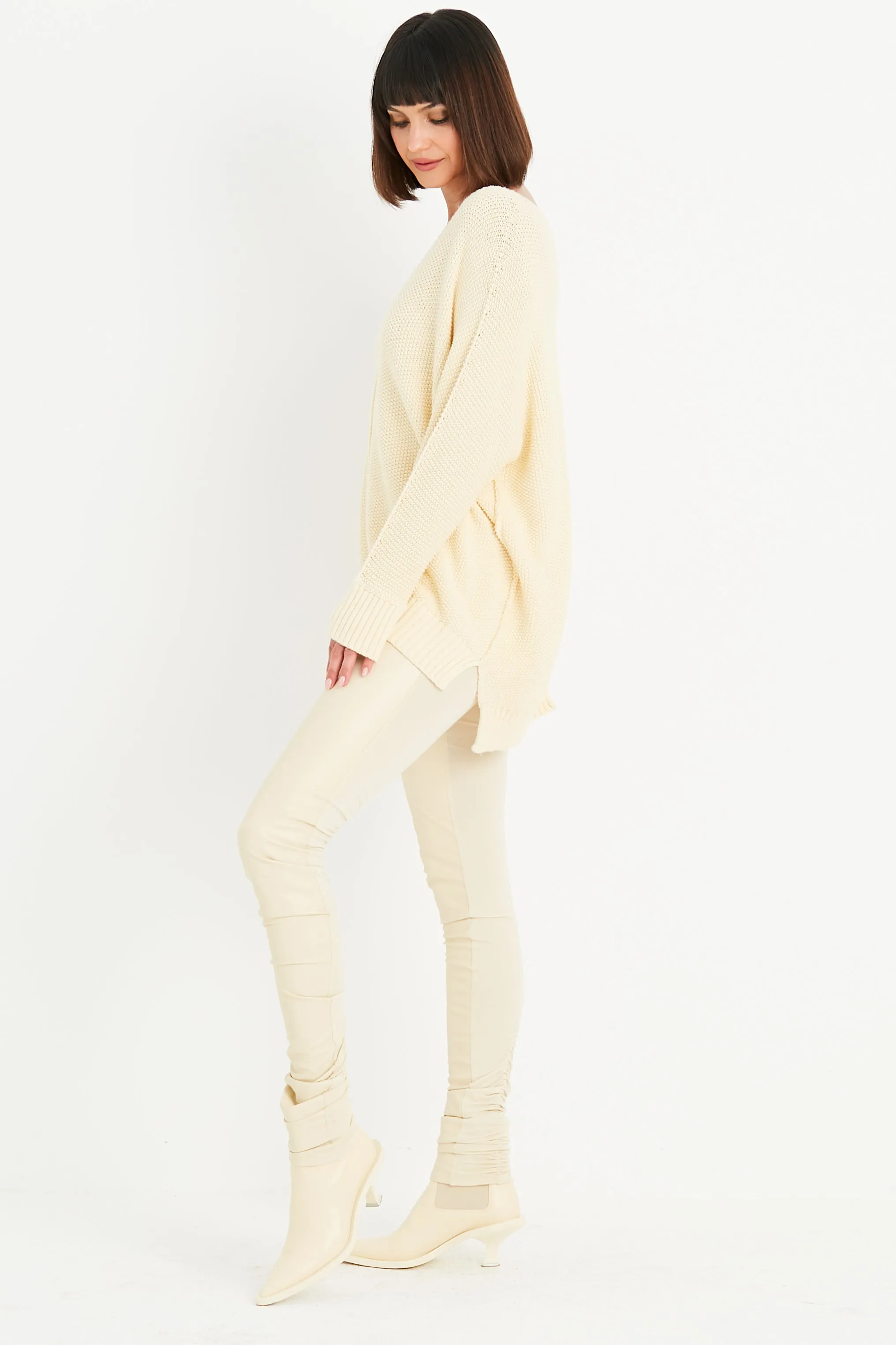 Pima Cotton Pebble V Neck Sweater