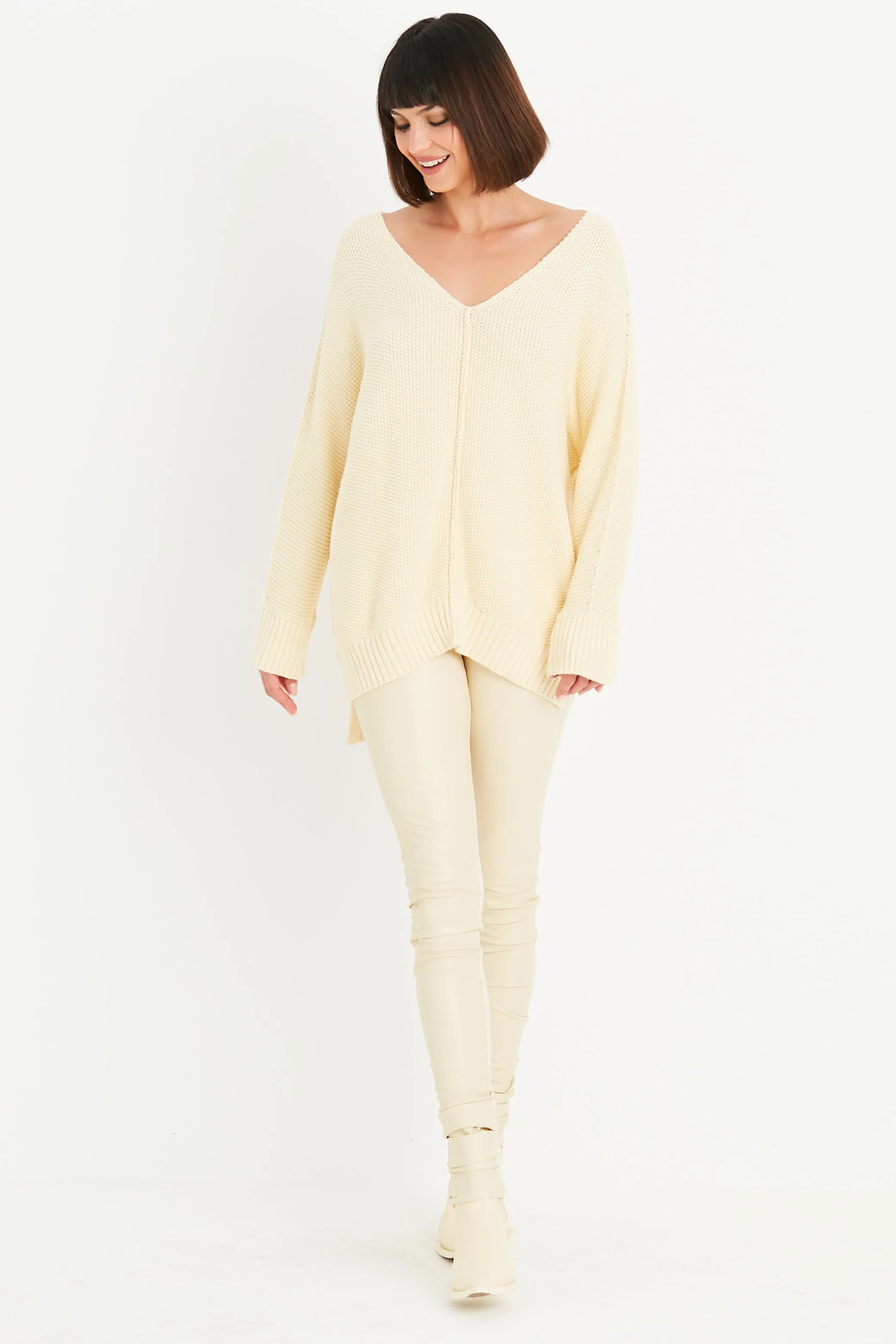 Pima Cotton Pebble V Neck Sweater