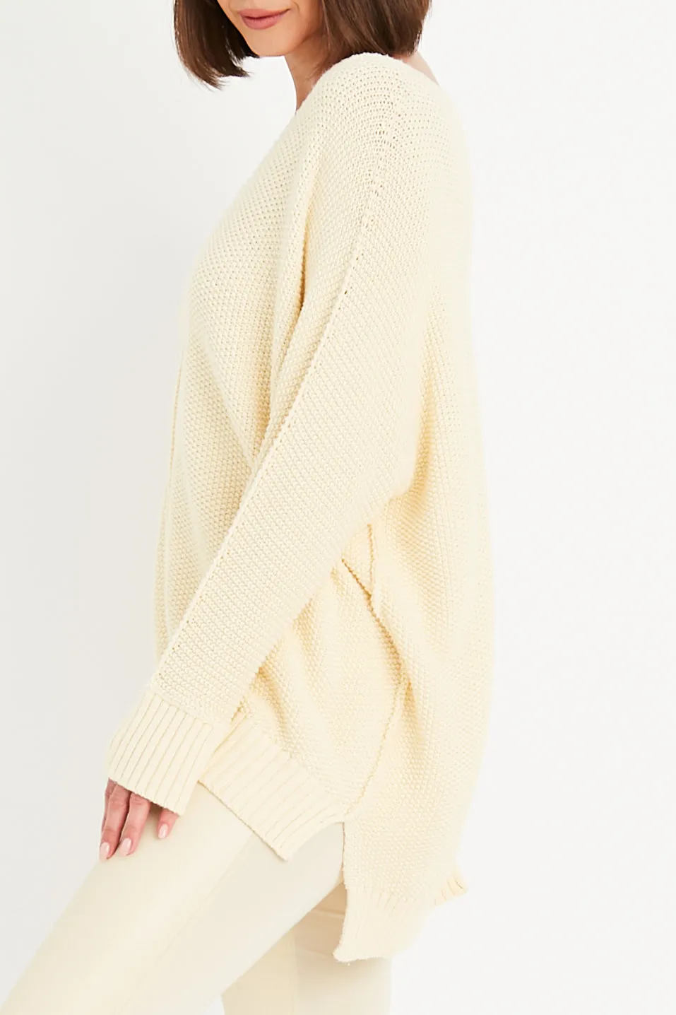 Pima Cotton Pebble V Neck Sweater