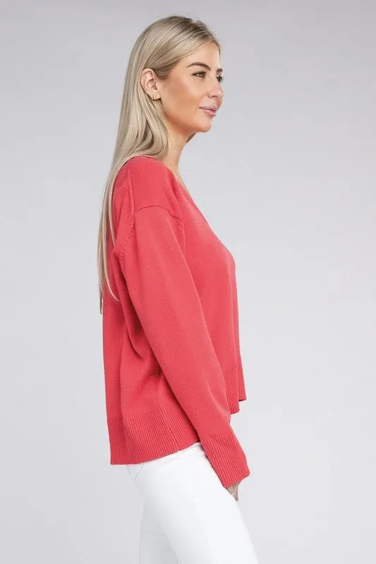 Pink V-Neck Sweater